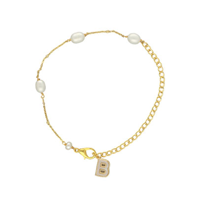 "B Alphabetic Mother of Pearl Bracelet - JPJAN-24-097 - Click here to View more details about this Product